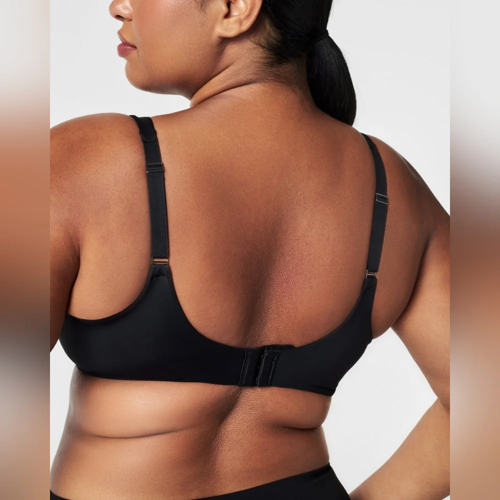 NWT SPANX Black Low Profile Minimizer Unlined Underwire Bra Size 42DD
